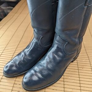 Justin Boots Roper Blue Gray Leather Cowgirl Boots Women’s Size 5 1/2 B L3414